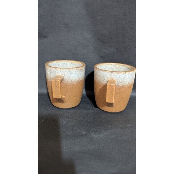 Stone + Lain Set Of 2 Ceramic Mugs 12 Oz Rustic Brown & White Gradient Finish - Picture 7 of 9